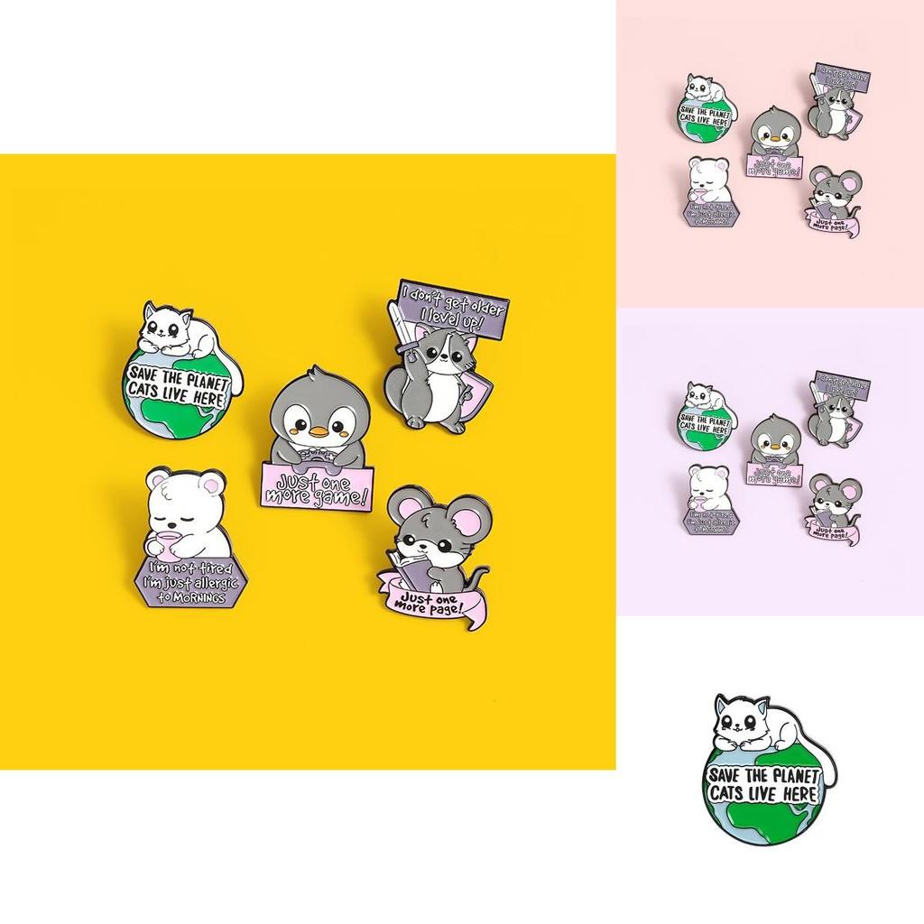 Cute Cartoon Animal Brooches Featuring Adorable Cats Penguins And Polar Bears For Unique Style
