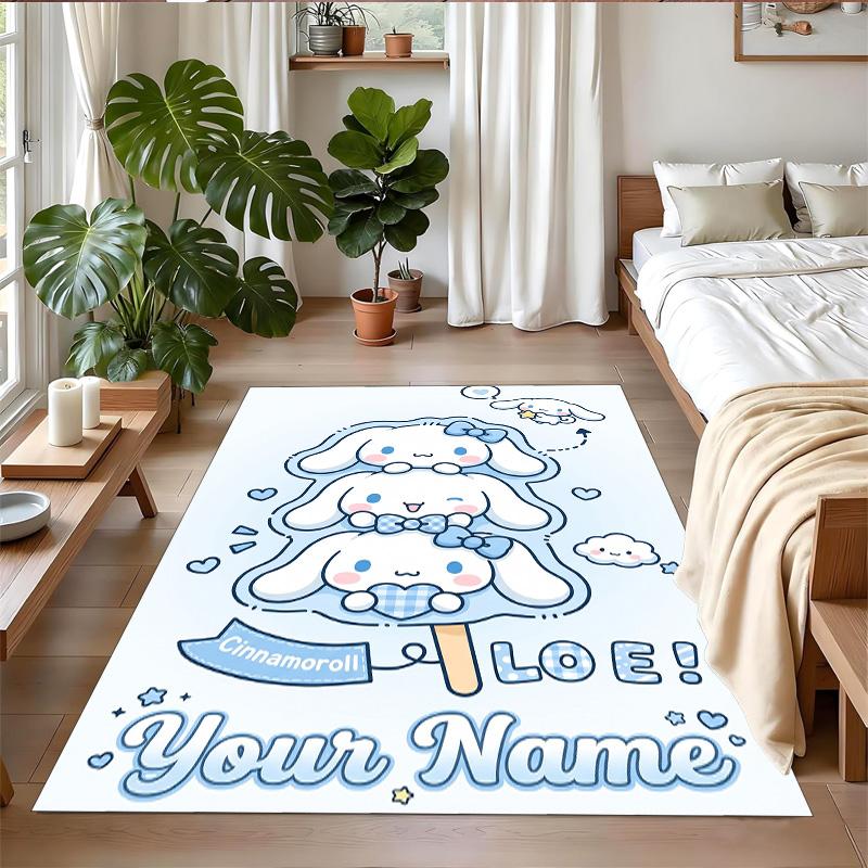 Crystal Velvet Rug Custom Name Text, Soft Non Slip Floor Mat Home DecorCinnamoroll