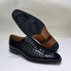 Fashion Men's Genuine Leather Oxford Shoes Crocodile Pattern Fashionable Casual Business Shoes Comfortable Breathable Slip-On Dress Shoe