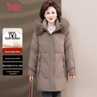 Женская парка Yalu средней длины с капюшоном из лисьего меха, 90% утиный пух