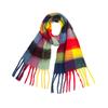 Winter Female Lattice Imitation Cashmere Scarf for Women Thick Warm Pashmina Bufanda Shawl Rainbow Tassel Echarpe Poncho Stoles