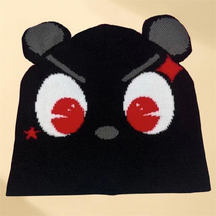 Women Knit Beanie Warm Ear Protector Hat Teens Jacquard Hat with Small Ear