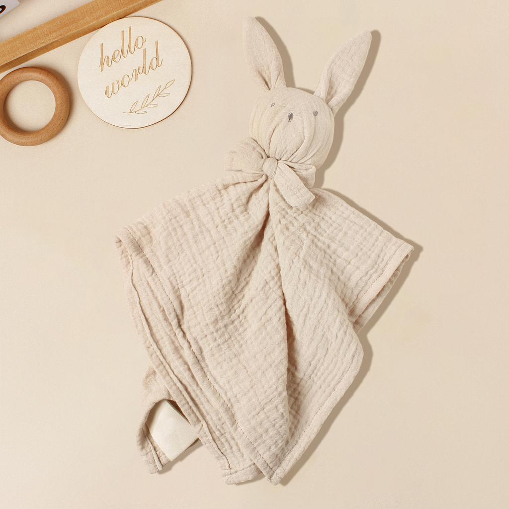 Baby Rabbit Square Comforter Towel Elegant Bow Decor Rabbit Square Blanket For Kids Cute Embroidery Infant Saliva Towel