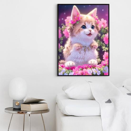 Пейзаж с бриллиантами, милый кот, принт, дизайн, улучшение координации, снятие стресса, мозаика, алмазная вышивка, украшение для дома, сделай сам, подарок