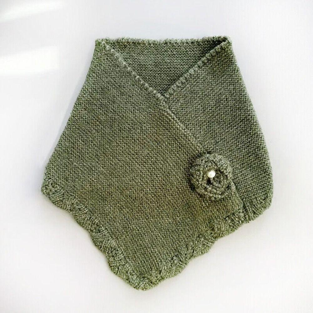 Solid Color Wavy Edge False Collar Crochet Flower Neck Warmer Fashion Women Knit Triangle Scarf