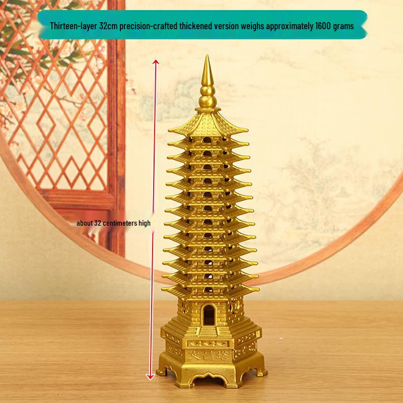 Медное украшение Пагода Вэньчан: Большой, 7-13-слойный китайский буддийский декор для дома и храма