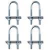 4 шт., стальные, оцинкованные круглые U-образные болты, серебристые с гайкой, шайбой, круглым изгибом, U-образным зажимом