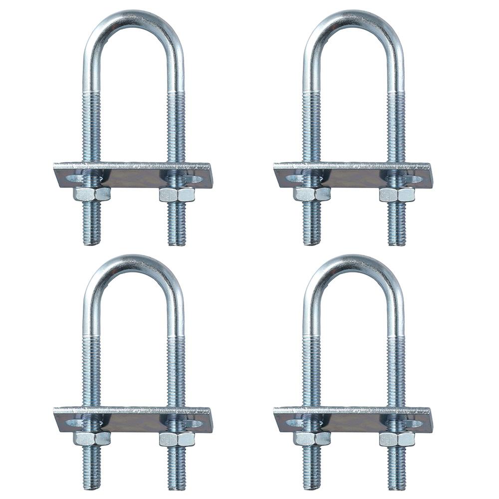 4 шт., стальные, оцинкованные круглые U-образные болты, серебристые с гайкой, шайбой, круглым изгибом, U-образным зажимом