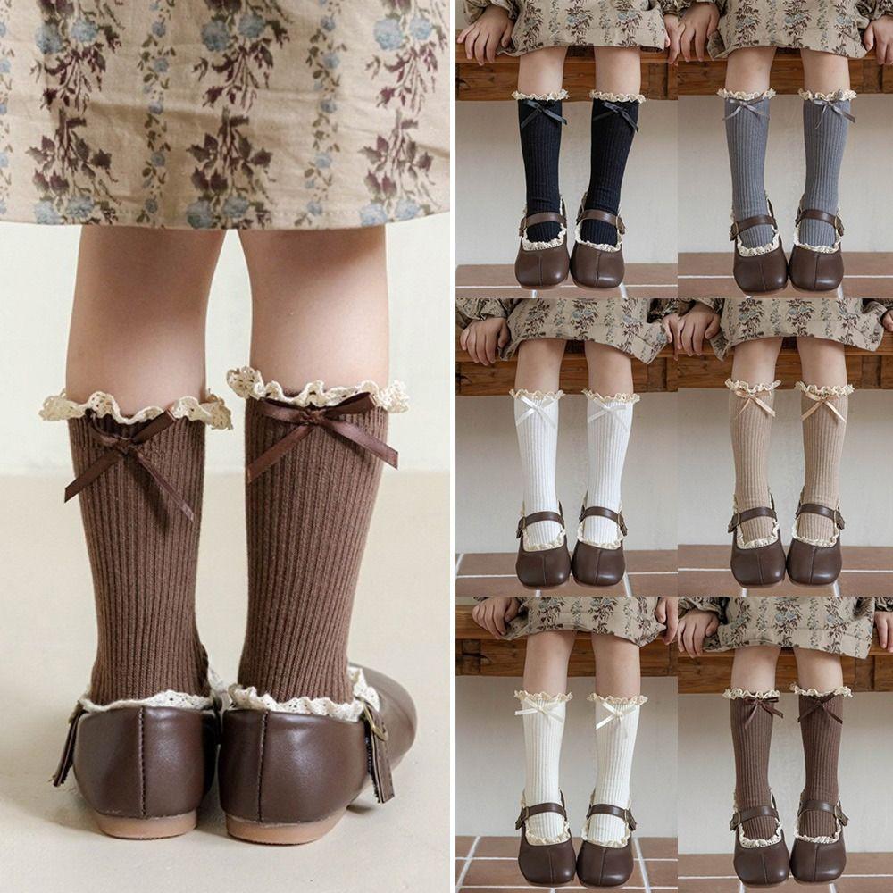 Cotton Bowknot Stockings Bowknot Girl Long Socks Baby Dress Lolita Sock