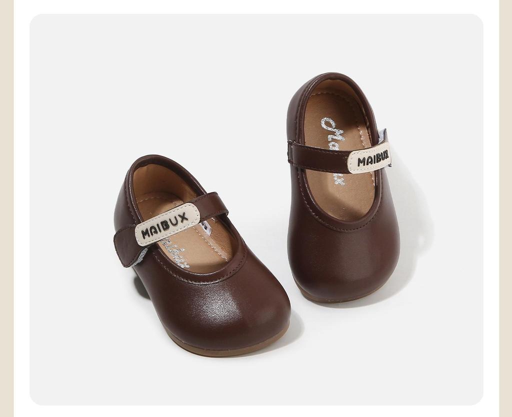 Spring 2026 Girl's First Steps Soft Sole Leather Shoes, Korean Style Fashion Princess Shoes.