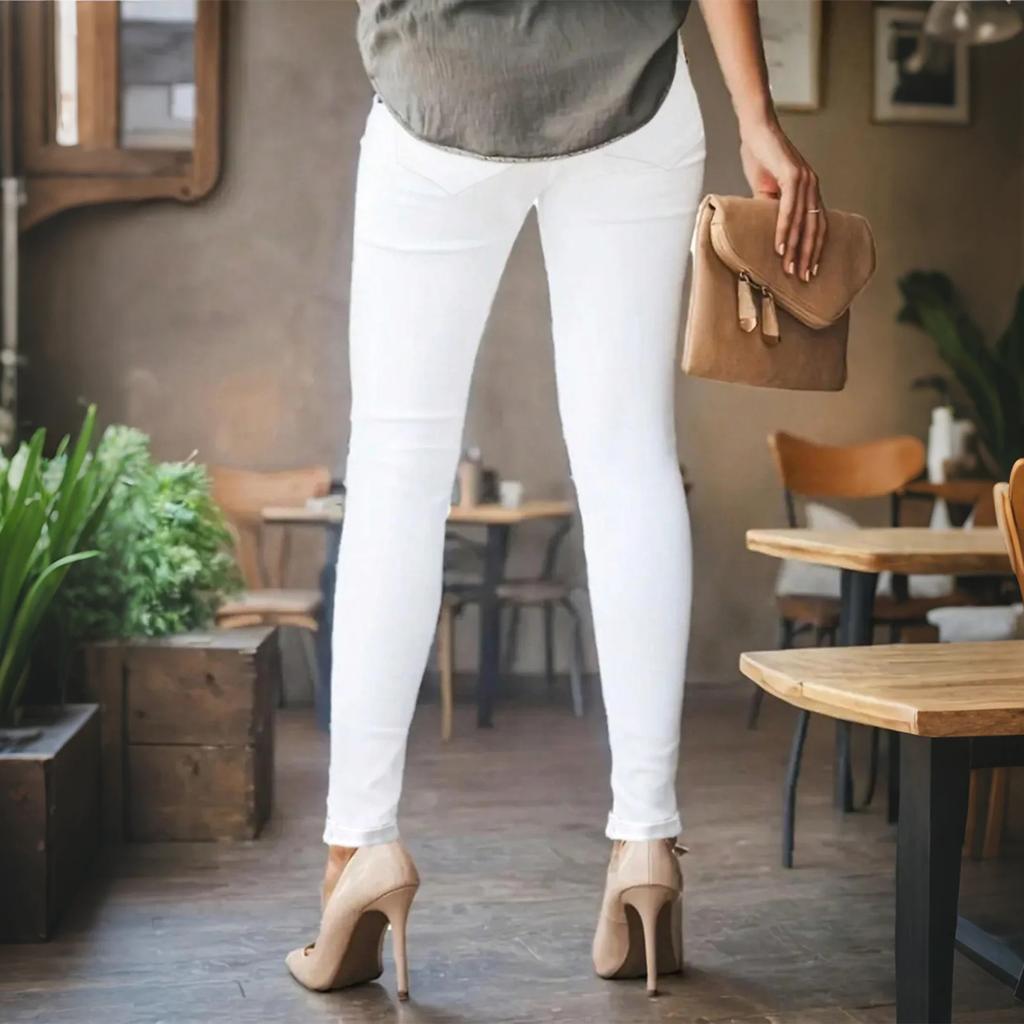 Женские потертые женские джинсы с высокой талией Модные универсальные прямые брюки