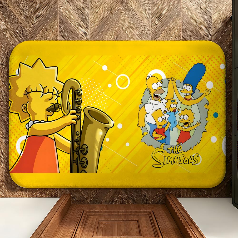 cartoon T-The S-Simpsons Floor Mat Soft Flannel Floor Mat Suitable for Entryways, Living Rooms, Bedrooms, and Bathrooms