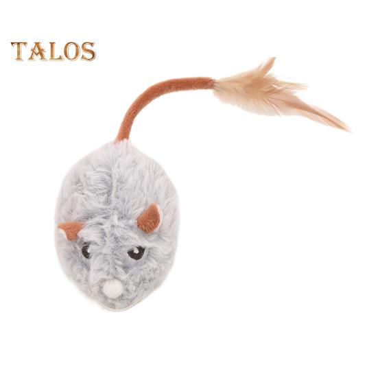 Электрическая мышь, игрушка для кошек, USB-перезаряжаемая интерактивная игрушка для котят с перьевым хвостом, автоматическая движущаяся плюшевая мышь для домашних кошек