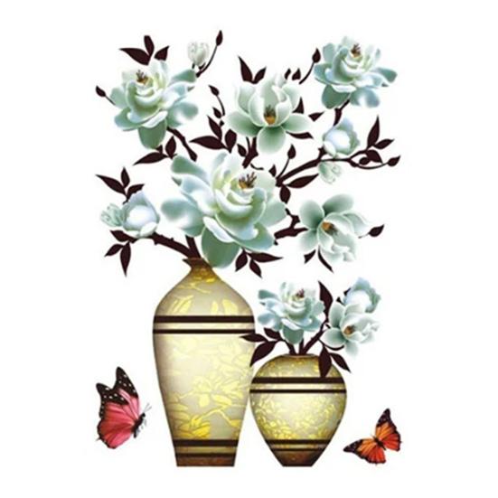 Креативная наклейка на стену, реалистичная водонепроницаемая яркая самоклеящаяся ваза для цветов