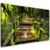 Three Piece Picture Canvas Print Forest Bridge Nature Green