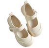 Qiao Feifei high heels original niche soft leather Mary Jane shoes Velcro word with round head comfortable thick sole