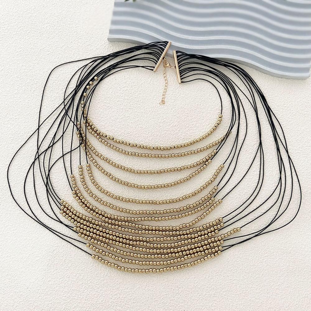 Layered Tassels Necklace Boho Multilayer Imitation Pearl Necklace Wedding Jewelry