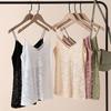 New Slim Fit V-neck Short Vest with Hollowed Out Lace Hook and Loop Suspender Top for Women Wearing Sleeveless Undershirt
