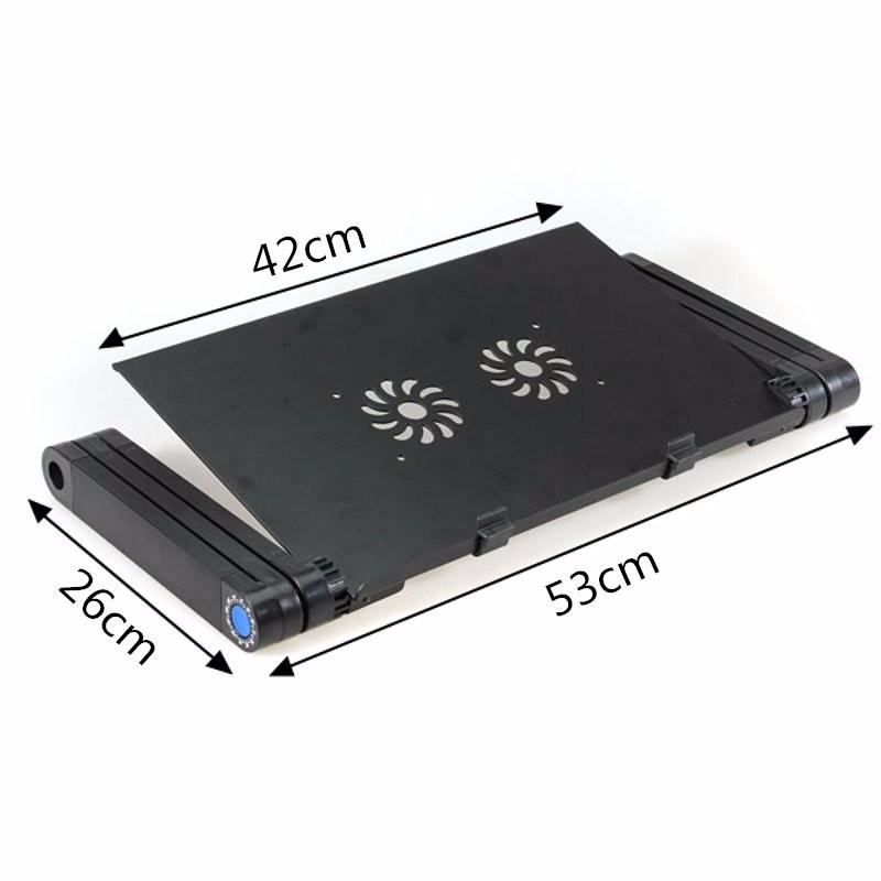 Регулируемая на 360 градусов складная подставка для стола для ноутбука Прочный алюминиевый поднос для ноутбука с охлаждающим ковриком для мыши с двумя вентиляторами