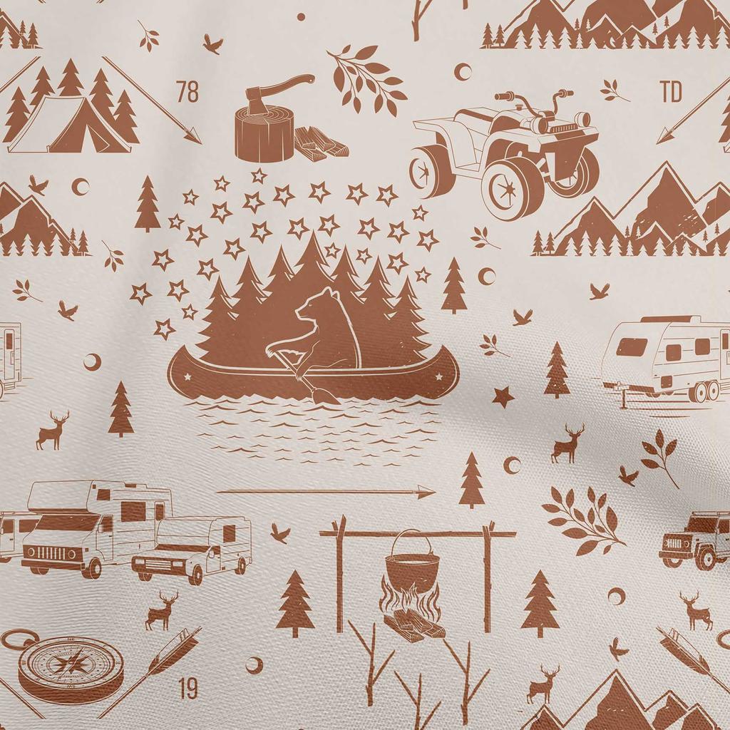 oneOone Cotton Poplin Brown Fabric Camping Craft Projects Decor Fabric Printed By The Yard 42 Inch