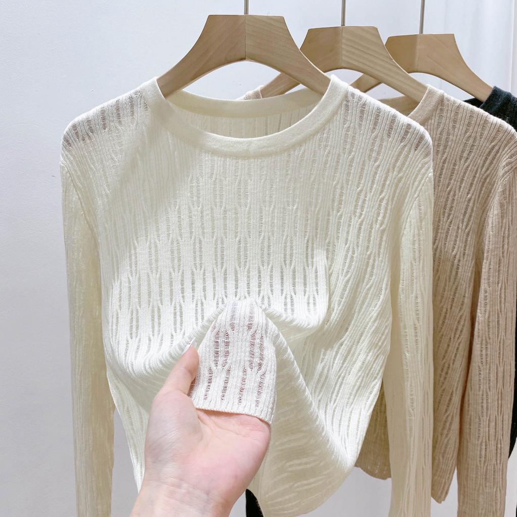 Женские свитера, пуловеры 2025 Осень-Зима Длинный рукав О-образный вырез Черный вязаный свитер Женские топы Пуловер JJ109