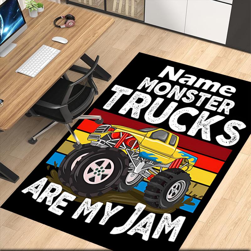 Custom Name Truck Printed Carpet, for Office Chair Living Room Bedroom Kitchen Room Decor Gifts.