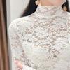 Hollow Lace Bottoming Shirt Slim Fit Long Short-sleeved T-shirt Women's Top Half Turtleneck Slim Fit