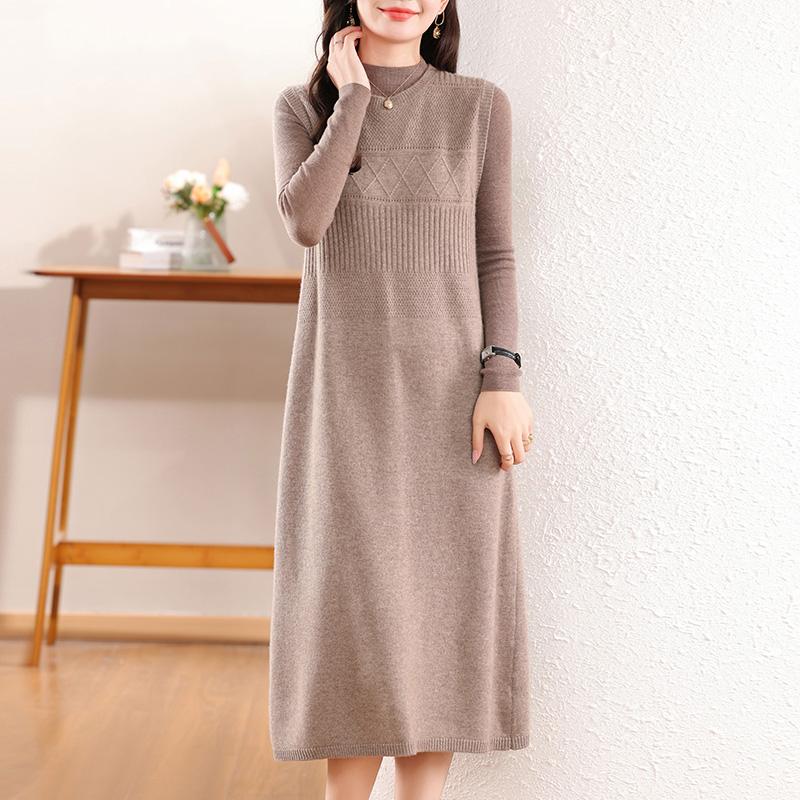 Женское кашемировое платье Qinghe кашемир 30% кашемир 70% шерсть осенне-зимняя кашемировая юбка мягкая и теплая