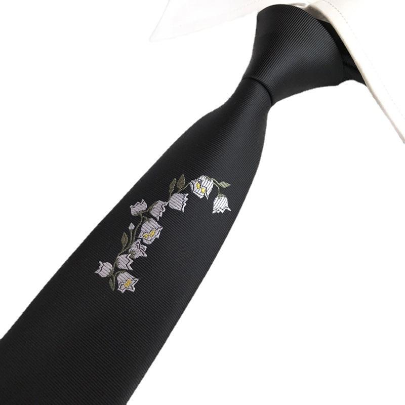 Personalized Fashion Little Whale Narrow Version 6Cm Men'S Tie, Embroidered Roses, Magnolia Positioning Tie