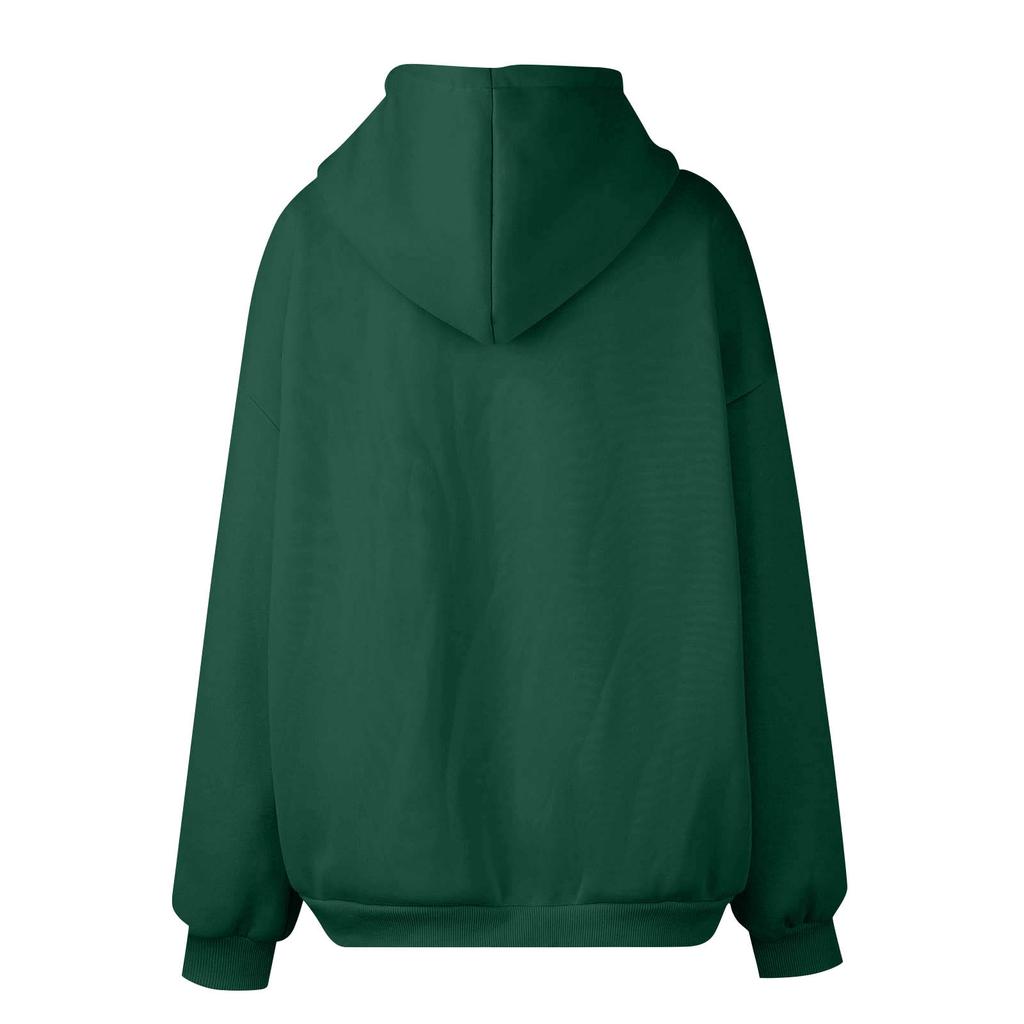 Women's Casual Fashion Solid Color Long Sleeved Zippered Hooded Sweatshirt