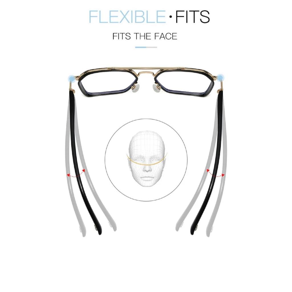 Защитные очки синего цвета с золотистыми деталями синего цвета / очки Ren