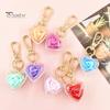 Keychain Pendant Fake Rose Decor Heart Shape Eternal Flower Stainless Clip Shoulder Bag Decoration Pendant Keyring Pendant