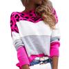 Color Matching Leopard Print Round Neck Casual Sweater Autumn and Winter Women's Knitwear Women's Pullover Long-sleeved Bottoming Shirt