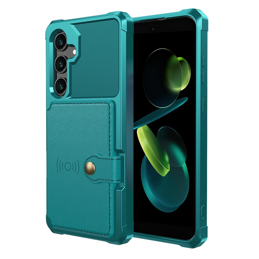 Чехол для Samsung Galaxy S24 FE с держателем для карт, задняя крышка телефона из ПУ кожи+ТПУ