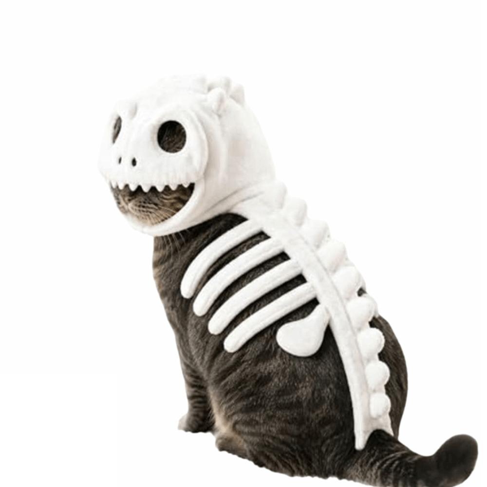 Plush Dinosaur Skeleton Pet Clothes White Pet Hood Outfit New Pet Clothes Cat