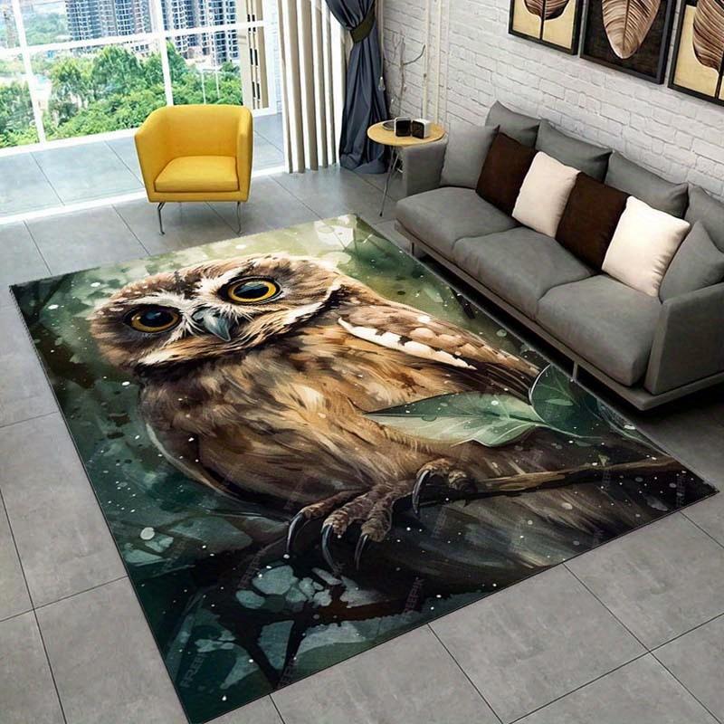 Owl Carpet for Modern Living Spaces | Wildlife Themed Area Rugs | Cozy Home Furnishings for Nature Lovers Skid resistant carpet