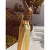 Summer V Neck Sling Mid-Length Silk Satin Texture Midi Skirt Dress 2452331 3258331 8331