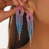 Temperament Luxury Super Flash Rhinestone Long Fringed Earrings
