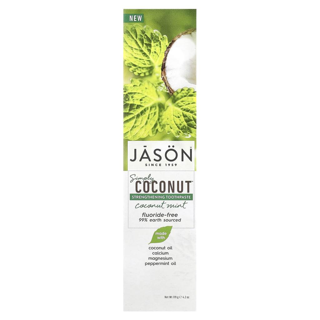 Jason Natural Simply Coconut, Укрепленная зубная паста, Кокос и Мята, 4,2 унции (119 г)