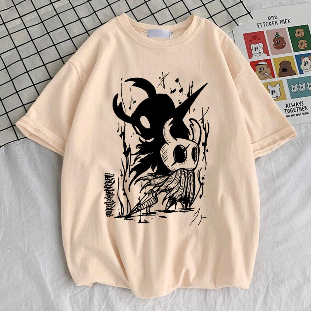 Hollow Knight Silksong Принт с узором Футболка Хип-Хоп Ретро Аниме Женская Одежда Удобный Дышащий и Мягкий Хлопок
