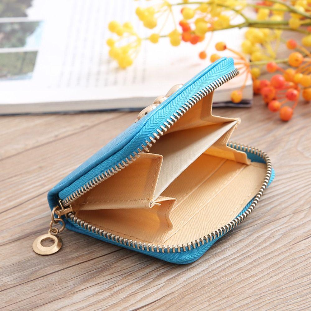 Durable Bow Cosmetic Bag Portable Solid Color Coin Purse Zipper Sanitary Napkins Organizer