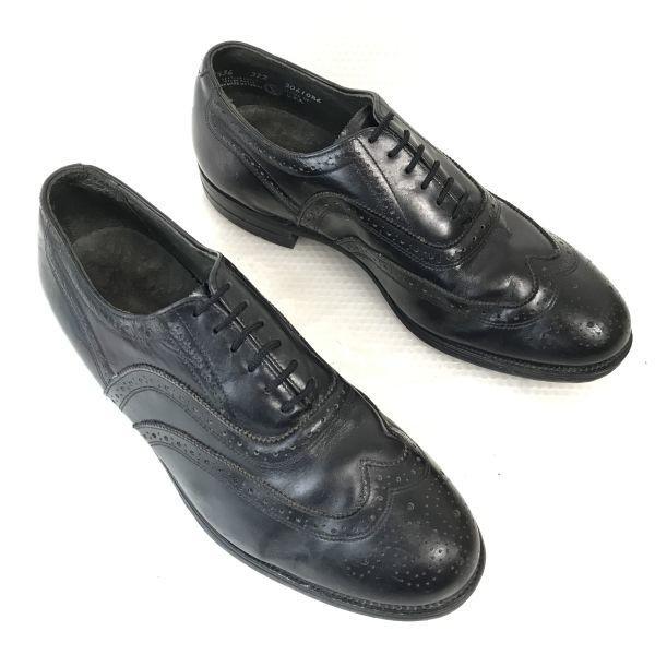 70s-80s? Vintage USA Made/UFCW O’Sullivan/Goodyear Welt Leather Full Brogue Wingtip/9.5EEE/Black/BLACK/(USED)