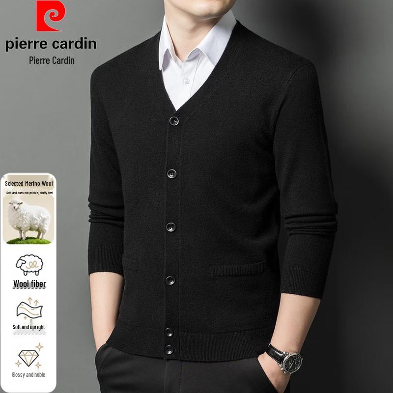 Pierre Cardin Men's Merino Wool Blend V-Neck Cardigan