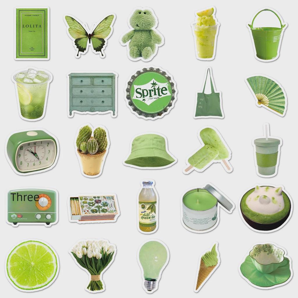 50 Nordic-style Green Mobile Phone Case Stickers: Cute, Waterproof, DIY Handbook & Computer Decor
