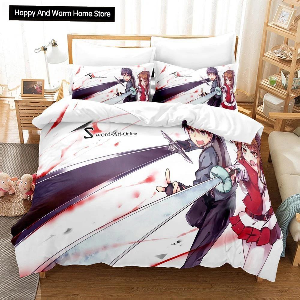 Аниме Sword Art Online 3D Комплект постельного белья Пододеяльник Наволочка Подарок для мальчиков Домашний текстиль Постельное белье
