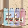 1PC Decorated Llama Folk Art Print 750ml Color Plastic Sports Water Bottle Leakproof Flip Straw Lid Suitable for Sports Office Home Use