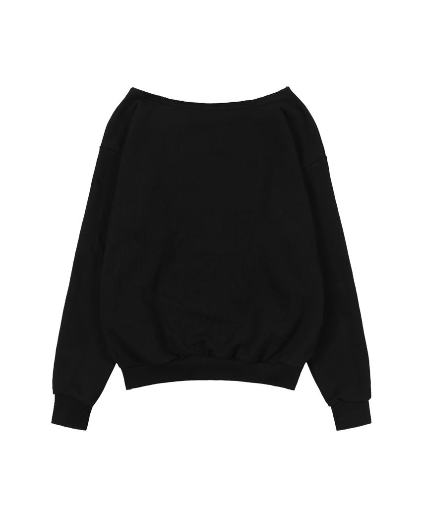 FANCY CLUB Pros Off-Shoulder Sweatshirt (Black) F26Qb040