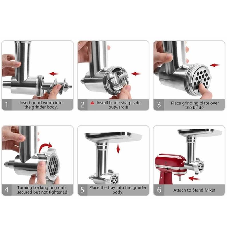Металлические насадки-мясорубки для стационарных миксеров KitchenAid, измельчитель мяса, наполнитель для колбас, идеальная насадка