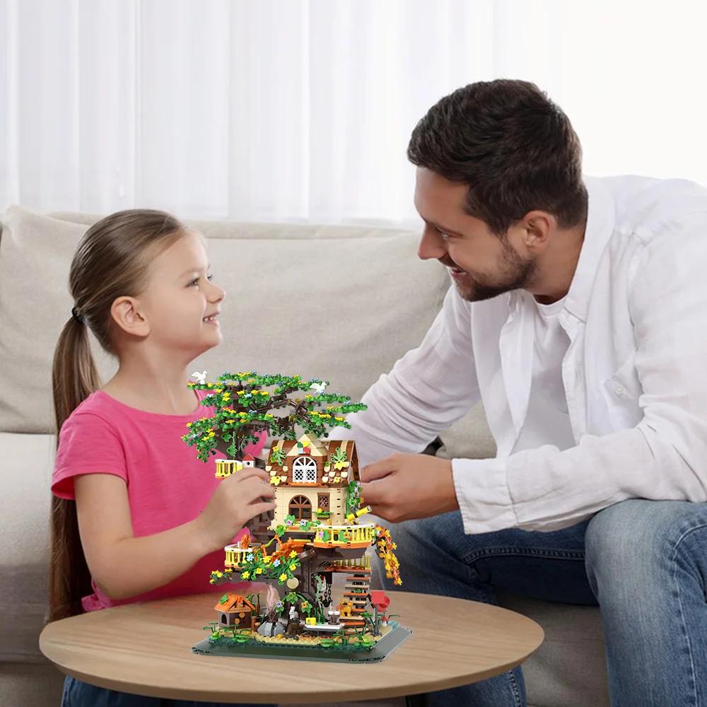 Forest Treehouse Building Blocks Set with LED, Creative Gift for Adults Teen 14+, Mini Brick