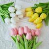 5Pcs Artificial Tulip Flowers Pink White Tulips Fake Flowers Bouquet Wedding Garden Decoration Home Vase Decor Plants Mother's Day Gift